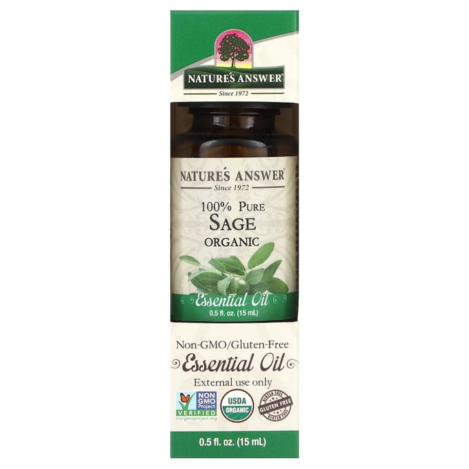Nature'S Answer, 100% Pure Organic Essential Oil, Sage, 15 Ml (0.5 Fl Oz)