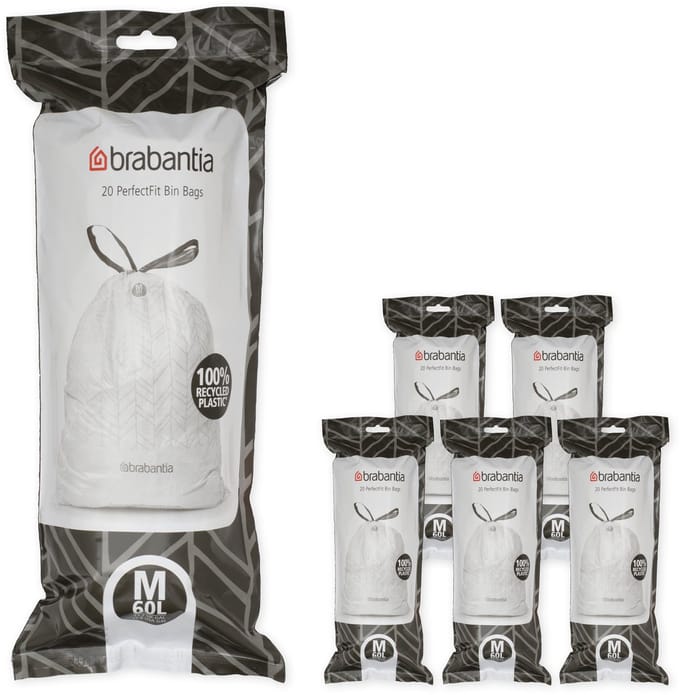 Brabantia PerfectFit Vuilniszakken - 60 l - Code M - 6 rollen x 20 stuks