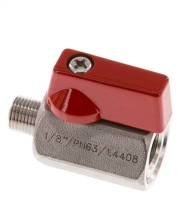 Buiten x Binnendraad G 1/8 inch 2-Weg Rvs Mini-Kogelkraan 63 Bar - BL2SH-MM-63-MF-018