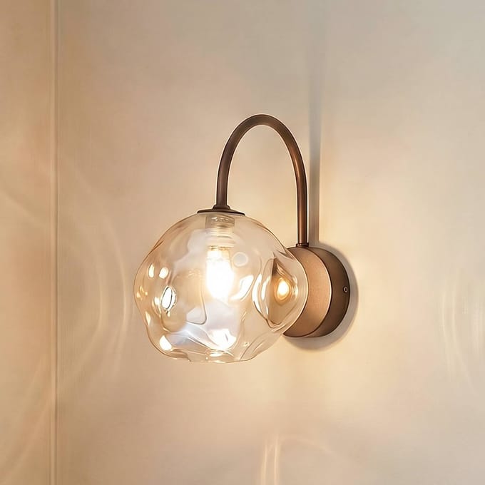 TK Lighting wandlamp Lava, bruin, glas, hoogte 21 cm, G9