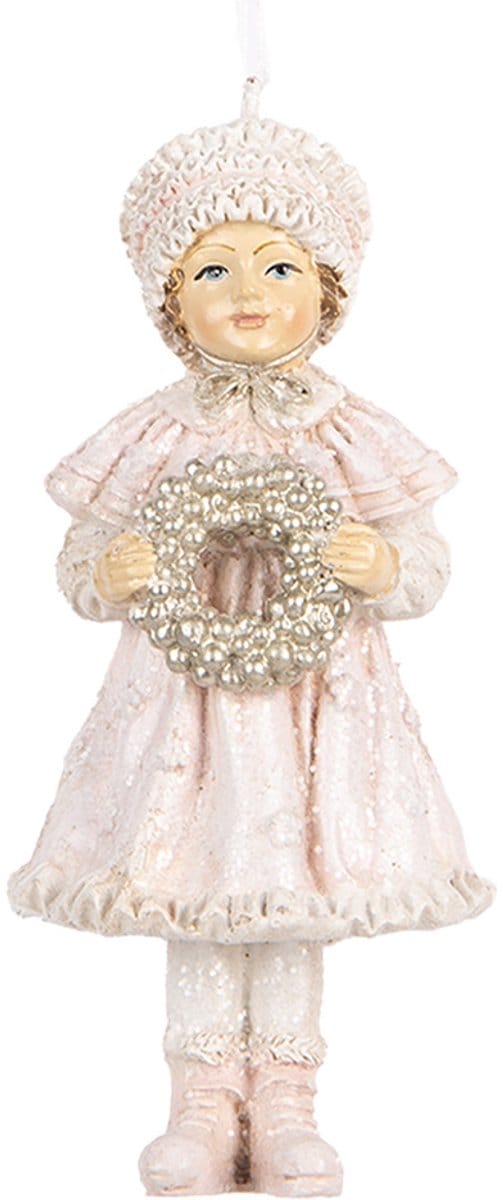 Clayre & Eef Kersthanger Kind 11 cm Roze Kunststof