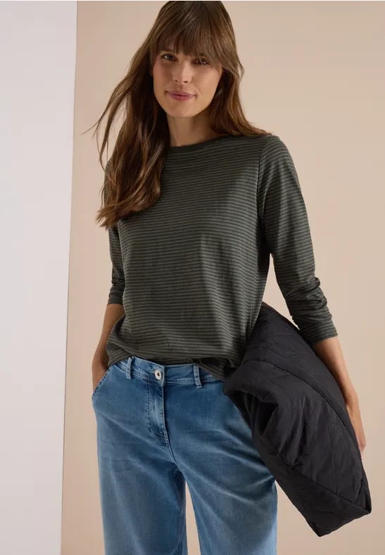 Longsleeve met boothals en strepen