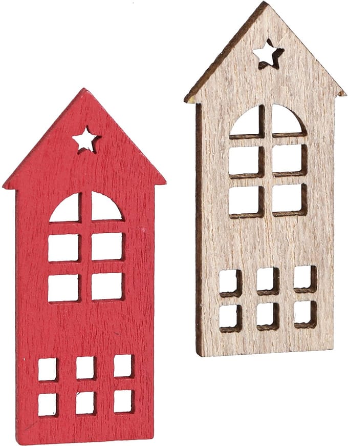 Decoratief huisstrooidecoratie hout in natuurlijk rood 2×4,5cm 72 st,