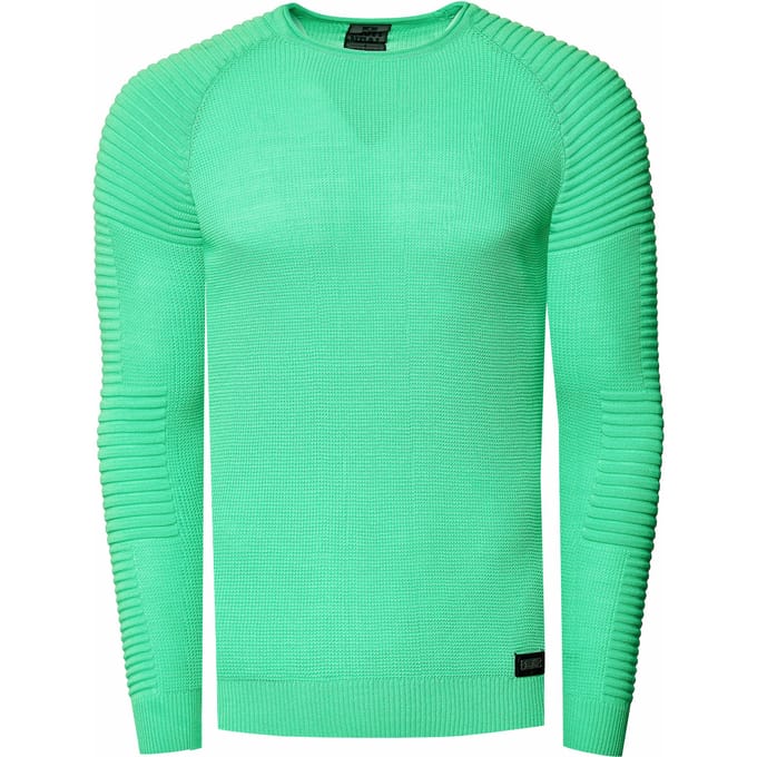 Slim fit fijngebreide biker trui met ronde hals