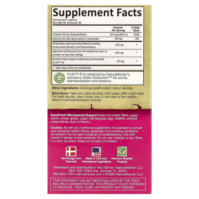 NaturaNectar, Izfemin, Soutien Ménopause, 30 Capsules Végétales