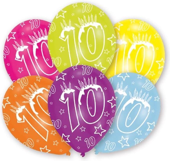 Amscan Ballonnen 10 Jaar 27,5 Cm 6 Stuks