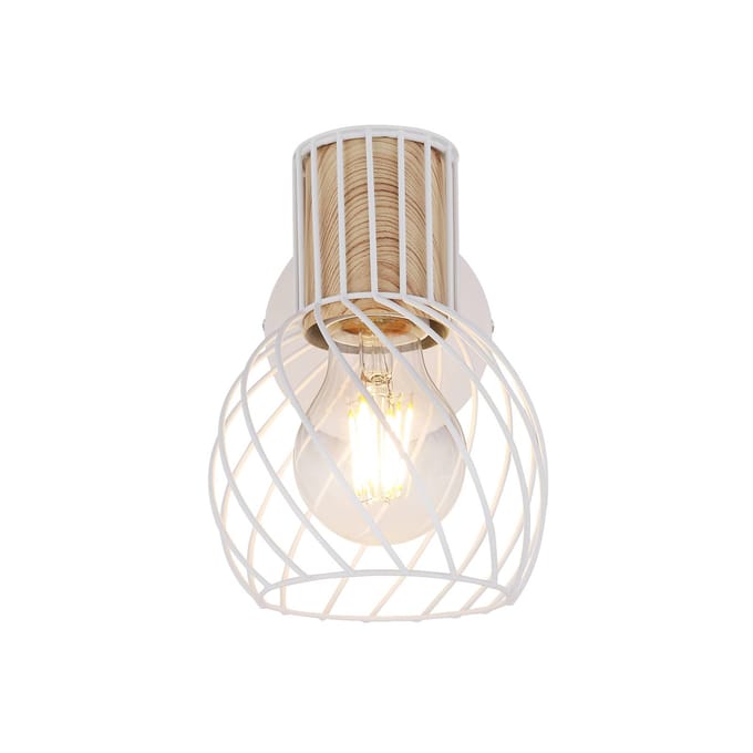 Globo Wandlamp Luise in wit met houtoptiek-fitting