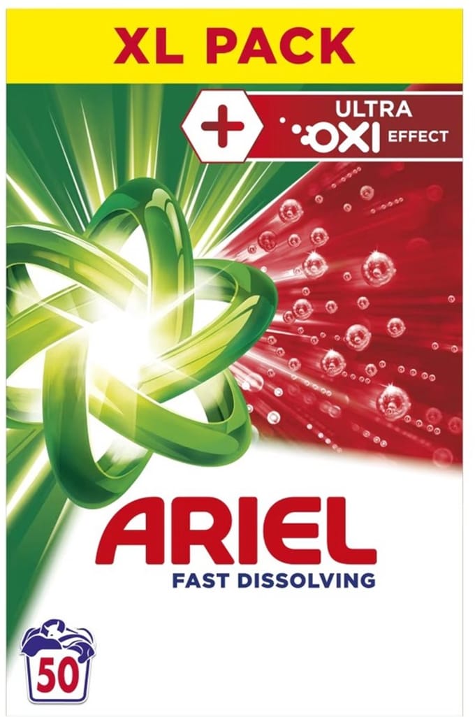 Ariel Fast Dissolving Ultra OXI – Waspoeder – 50 Wb – XL Pack