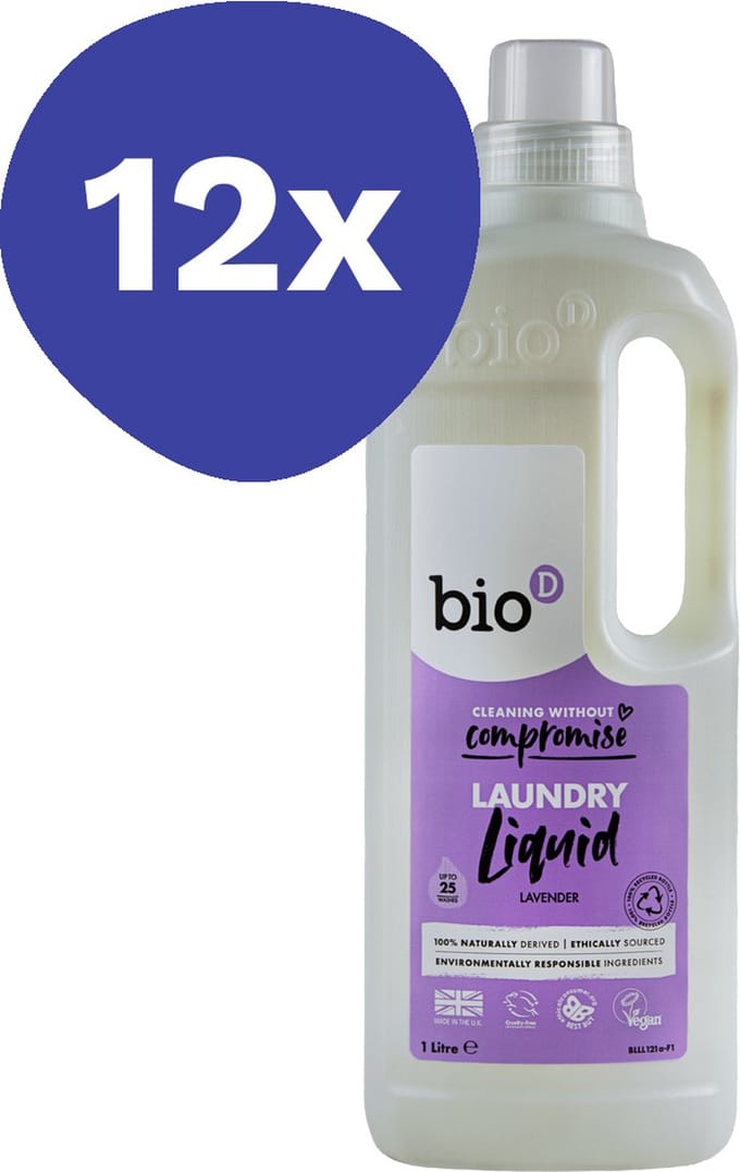 Bio-D Vloeibaar Wasmiddel Lavendel 12x 1L