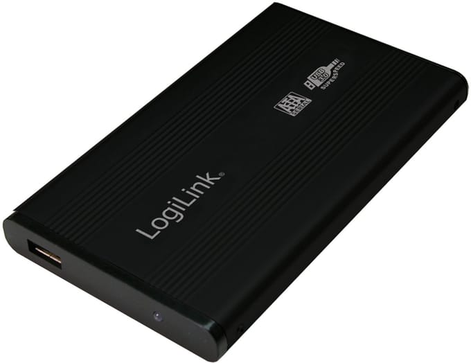 Behuizing 6.3cm (2,5") LogiLink USB 3.0/SATA zwart ALU zonder Voeding