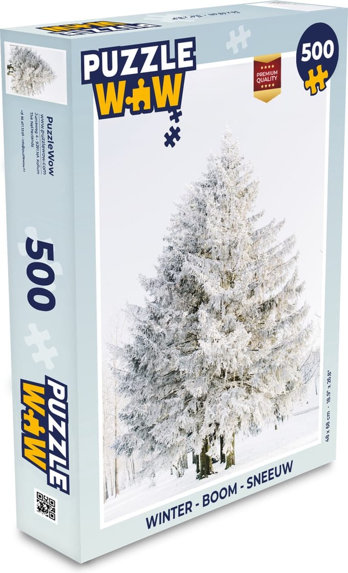 Puzzel Winter - Boom - Sneeuw - Den - Wit - Legpuzzel - Puzzel 500 stukjes