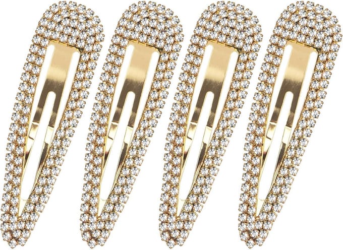 Haarclips Set - Strass Speldjes - Feestelijk Haar - Antislip Ontwerp - 4 stuks - Goud