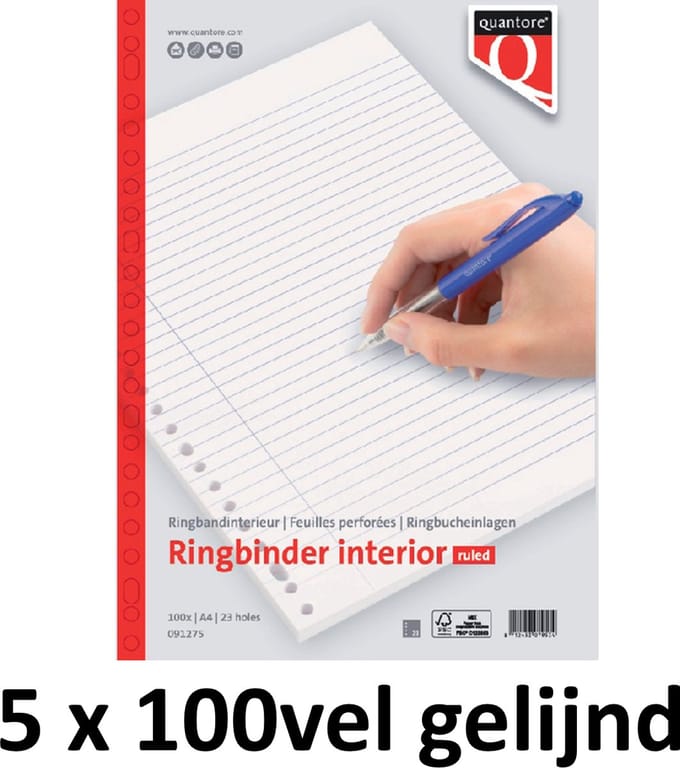 5 x Interieur Quantore - A4 - 23-gaats - gelijnd - 5x100vel