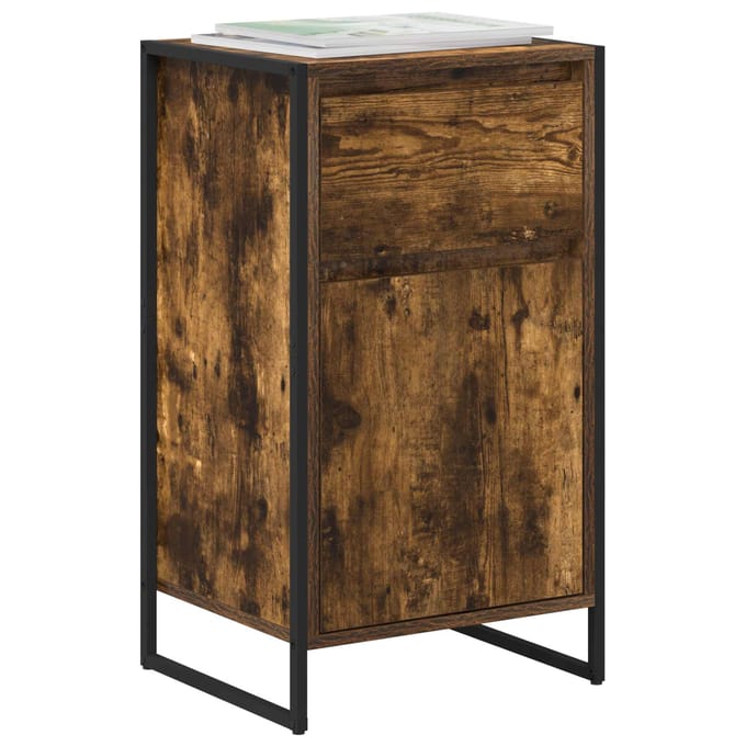 vidaXL - Dressoir - Gerookt - eiken - 43 - x - 36 - x - 75,5 - cm - Bewerkt - hout