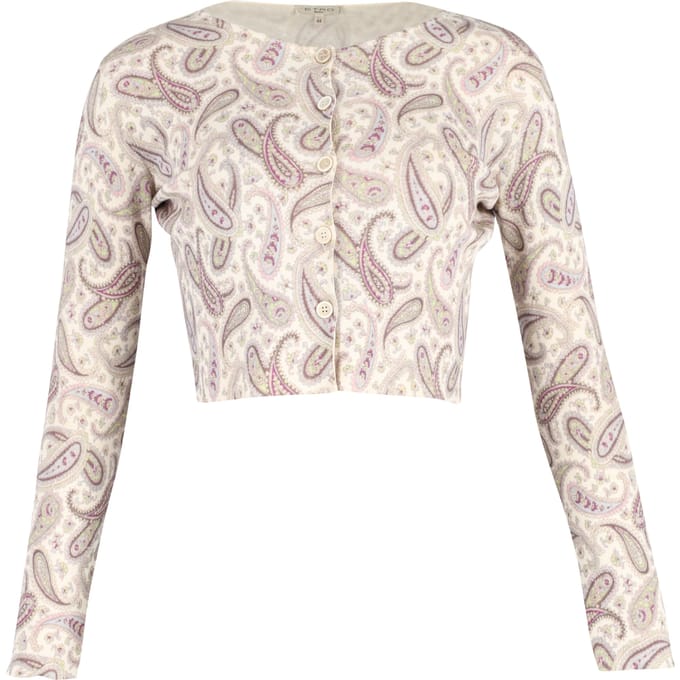 Etro Korte Paisley Cardigan in Beige Wol