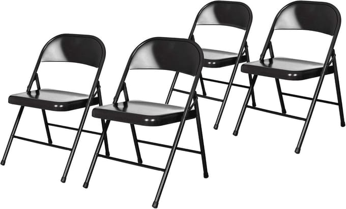 4 Pack Stalen Vouwstoelen - Zwarte Stoelen voor binnen en buiten
