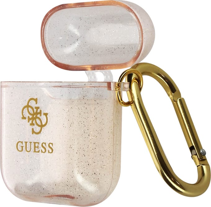 Guess 4G TPU Glitter Case voor Apple Airpods 1 & 2 - Goud