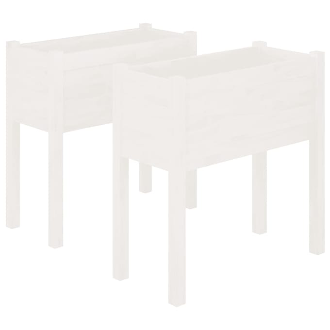 vidaXL - Plantenbakken - 2 - st - 70x31x70 - cm - massief - grenenhout - wit