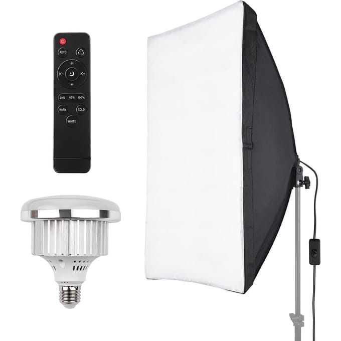 Studiofotografie Lichtset Softbox Verlichtingsset met 50x70cm Softbox + 45W 3200K-5600K Bi-color US Plug black