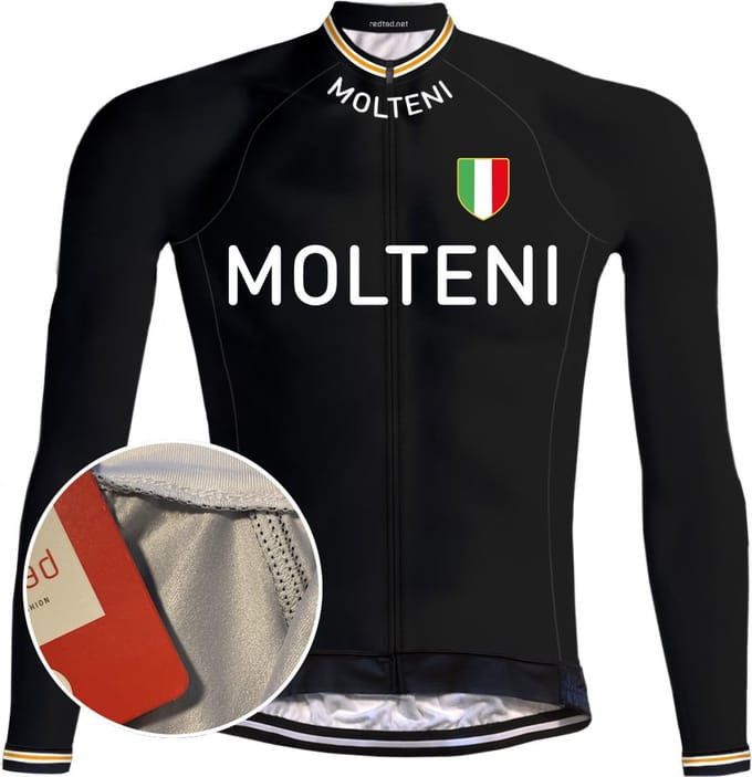 Retro Wielershirt met lange mouwen Molteni Zwart - REDTED - 3XL