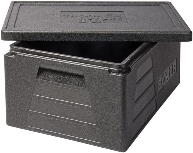 Thermo Future Box Square GN 1/1 Premium Transport Box, Warming Box and Insulation Box with Lid, Thermobox Made of EPP (Expanded Polypropylene), Black, 42 Litre Boxers
