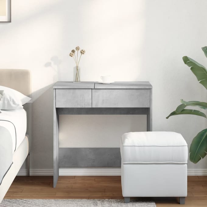 vidaXL - Kaptafel - met - spiegel - 73x46,5x120 - cm - betongrijs
