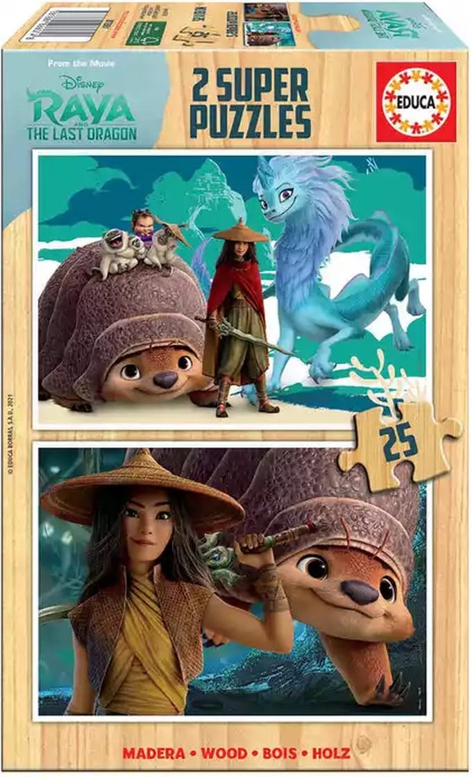 Puzzles de 2 x 25 pièces en bois Disney Raya&Last Dragon