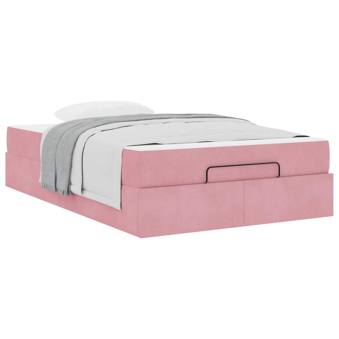 vidaXL - Bedframe - met - matras - 2 - st - Roze - Fluweel