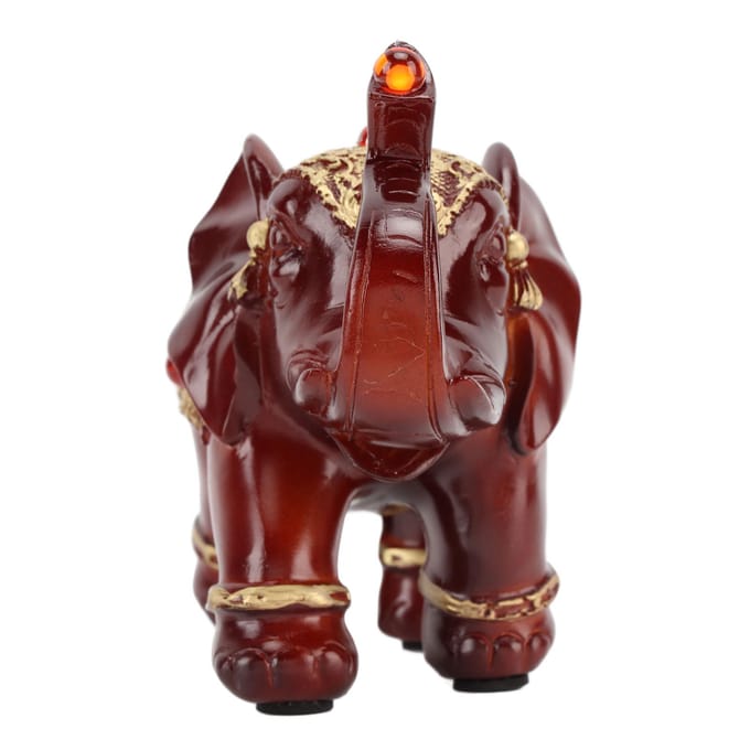Olifantenbeeld Duurzame Hars Schattig Elegant Trek Rijkdom aan Ronde Hoek Olifant Decor voor Thuis black
