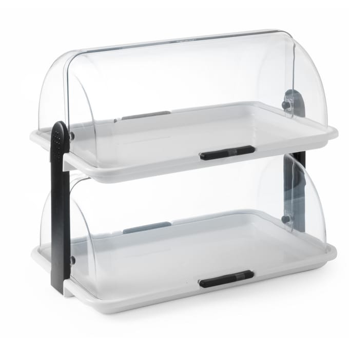 HENDI Dubbele roltop-presentatie – transparant – vaatwasmachinebestendig – 465x310x410 mm
