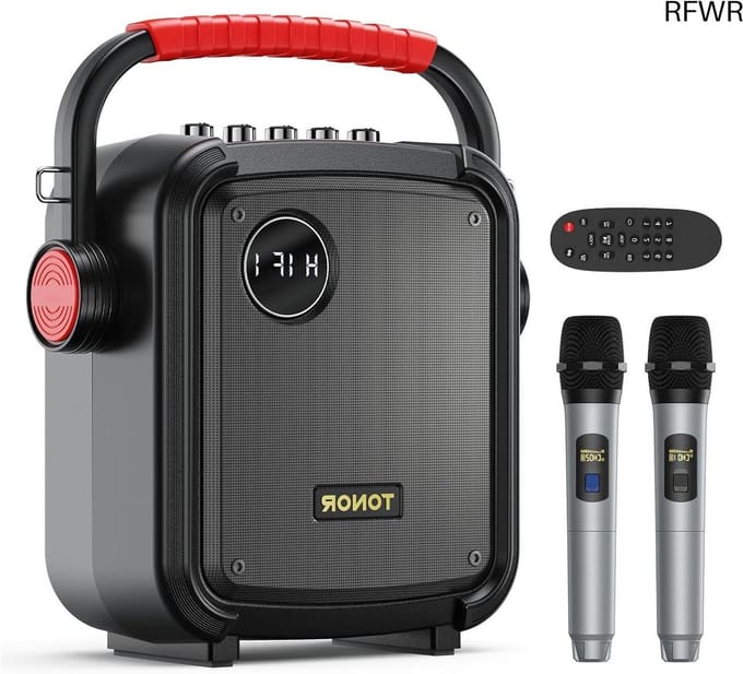 RFWR® Karaoke Machine met Draadloze Microfoons - Draagbare Bluetooth Speaker voor Feesten en Activiteiten
