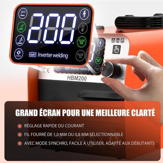 3-in-1 lasapparaat - HBM200 - MIG/MMA/LIFT TIG - 140 A - Compact draagbaar 230 V