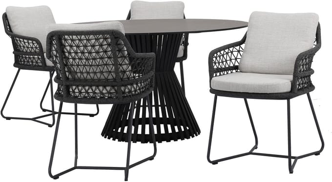 Taranto Pasadena dining tuinset 140xH75 cm 5 delig antraciet