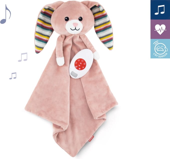Zazu Becky het Konijn - Heartbeat & White Noise Knuffeldoekje - Roze - 35 cm