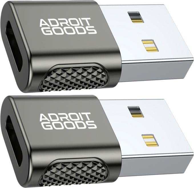 AdroitGoods 2x USB naar USB-C Adapter - 480 Mbps - Snelle Oplader & Data - USB-A Mannelijk naar USB-C Vrouwelijk