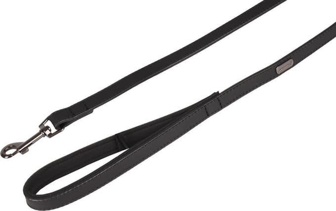Flamingo Binti Hondenriem - Echt Leder - Zwart - Breedte 1,5 cm - Lengte 100 cm
