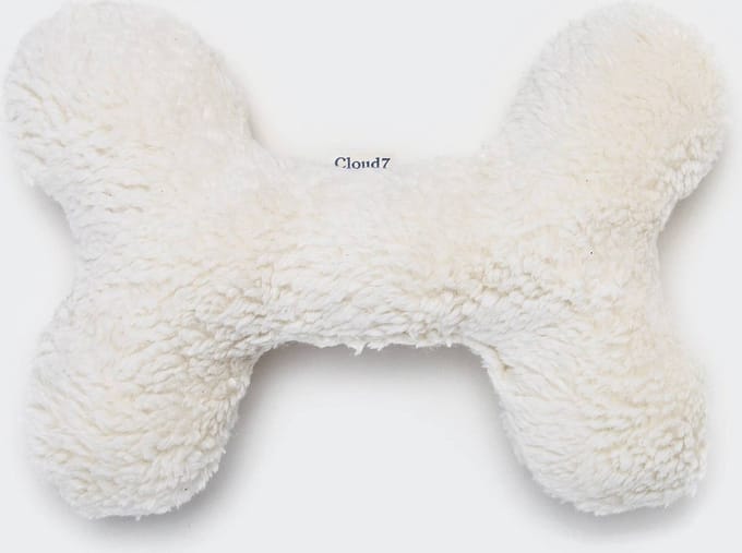 Cloud7 Love Bone wit pluche / teddy - Hondenspeelgoed - S