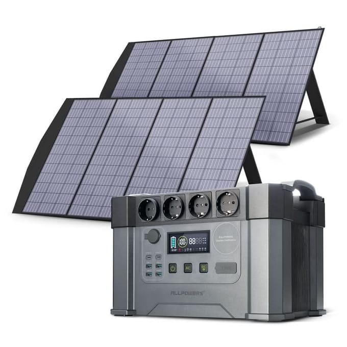 ALLPOWERS S2000 Pro Draagbaar Energiestation 2400W 1451Wh - S2000 Pro+2 stuks SP033 Zonnepaneel 200W