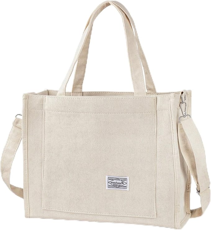 Corduroy Schoudertas Dames - Esthetische Tote & Crossbody Tas met Ritssluiting