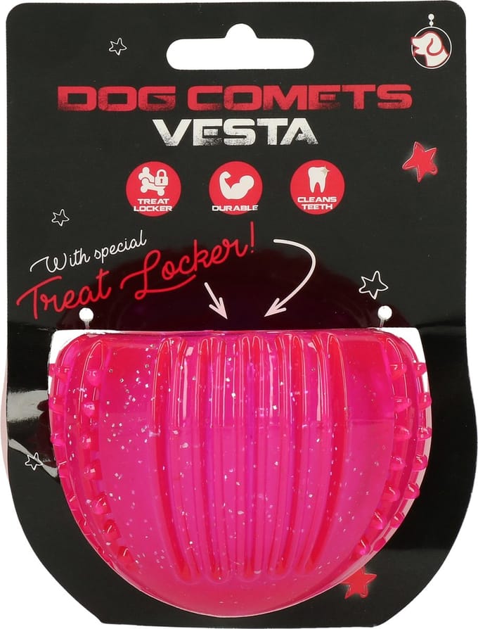 Dog Comets Vesta Treat Locker - Ø7 cm - Hondenspeelgoed - Intelligentie speelgoed - TPR-Rubber - Roze