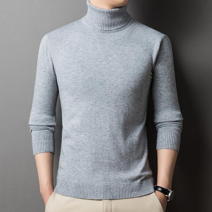 Herfst en Winter Nieuwe Col Dubbelgevouwen Effen Kleur Basis Jongeren Trui Heren Gebreide Trui 4XL Vloot