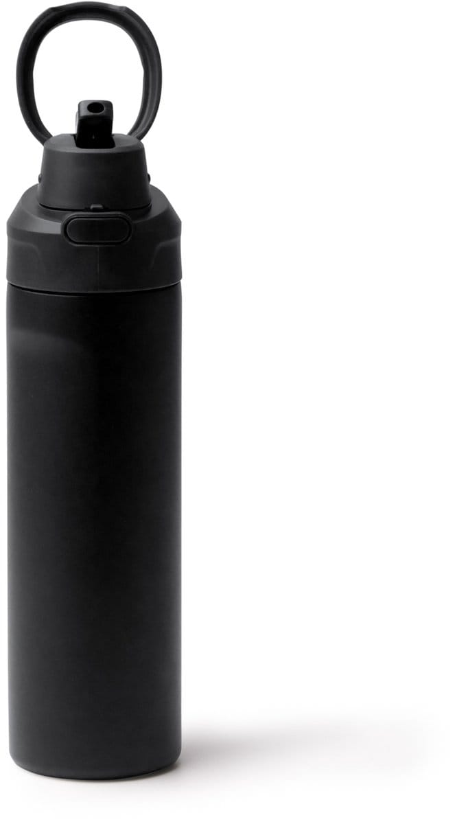 Zwarte Dubbelwandige RVS thermosfles 700 ml inclusief draaggreep