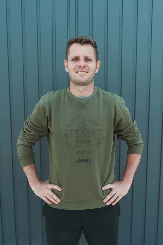 Jeep heren sweatshirt met ronde hals Star geheel bruin - M