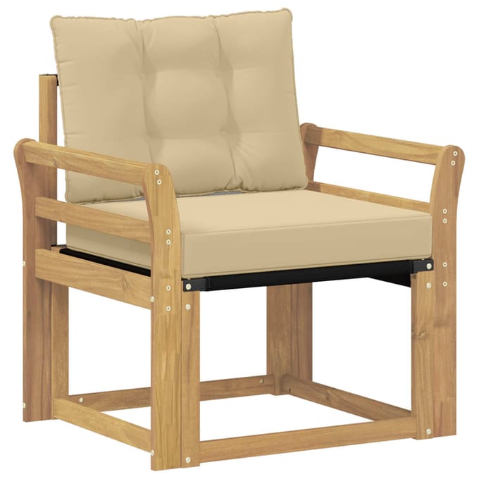 vidaXL - Buitensofa - Massief - Acaciahout - en - Textilene - Wit