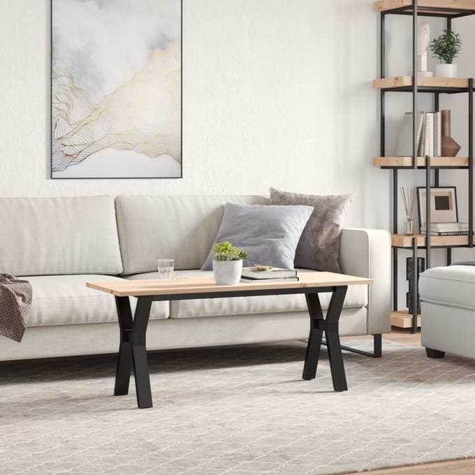 vidaXL - Salontafel - Y-frame - 110x40x45 - cm - massief - grenenhout - en - staal