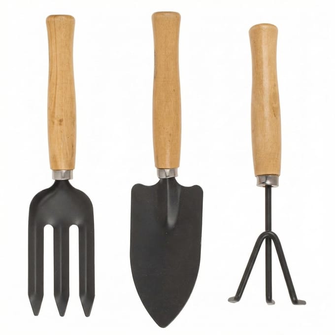 Cosensi - Set van 3 Kleine Tuinapparaten met Houten Handgrepen