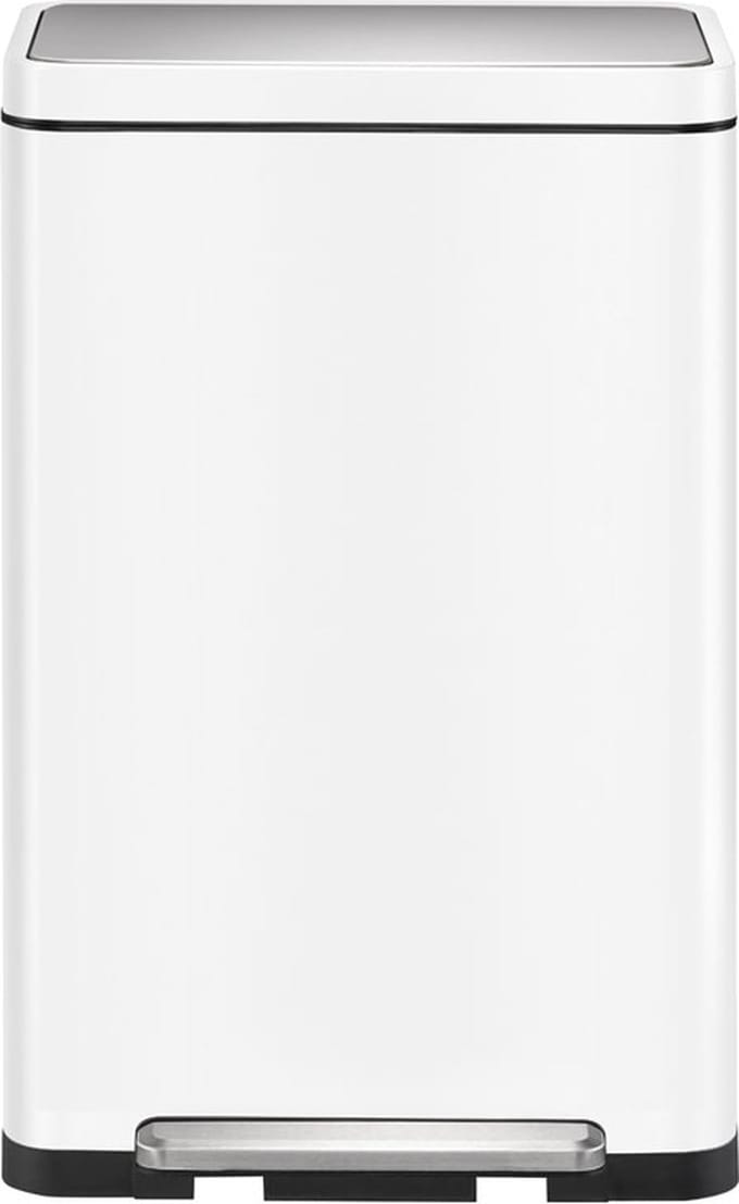 EKO - X-Cube pedaalemmer 30 liter - Steel Stainless steel Polypropylene - wit, mat RVS - Prullenbak