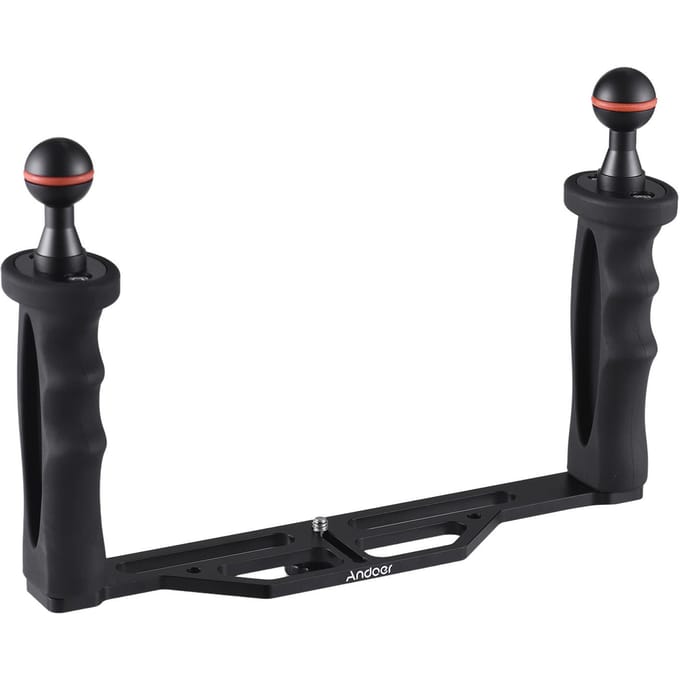 Andoer Camera Duikrig met Dubbele Handgreep Handheld Onderwater Lade Stabilisator Camera Duikbeugel zwart