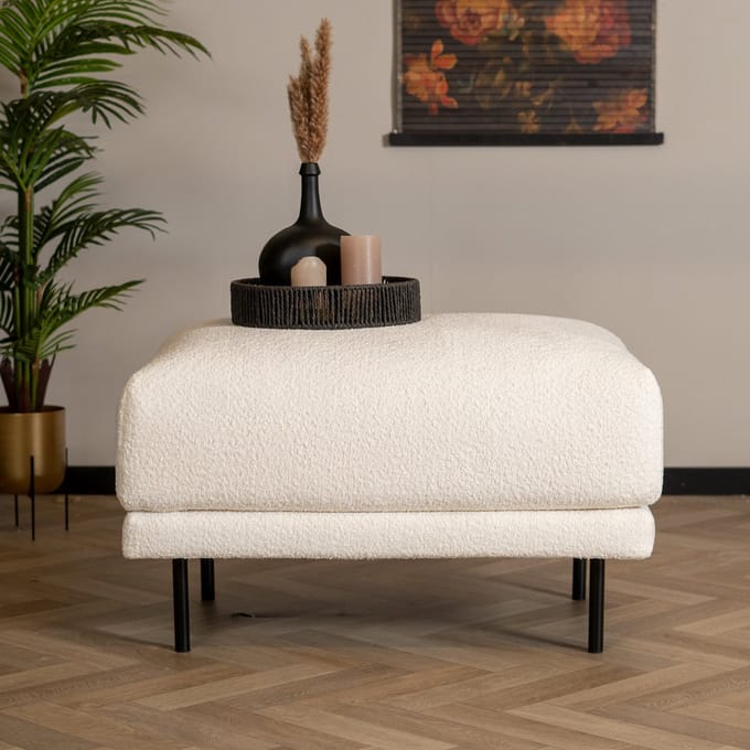 Bronx71® Scandinavische hocker Denver bouclé wit