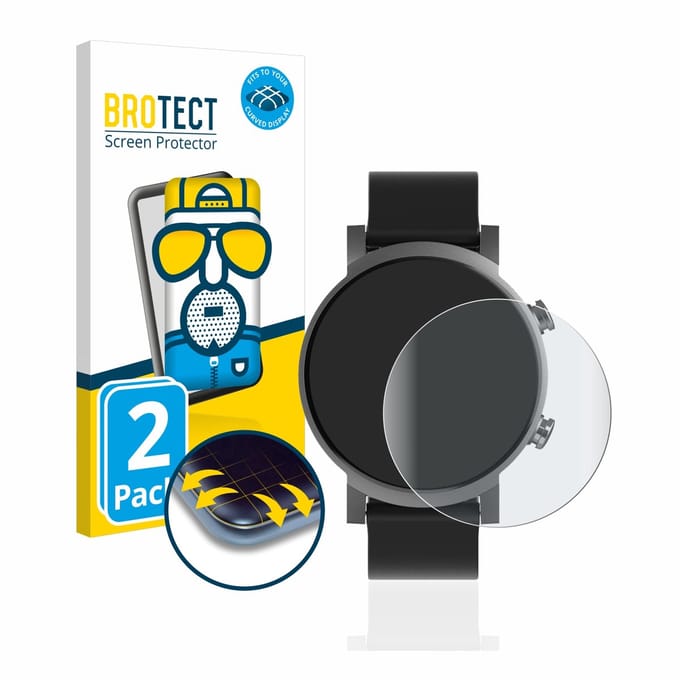 BROTECT - Screenprotector voor Mobvoi Ticwatch E3 - Folie Beschermfolie matte volledig dekking 2 Stuks